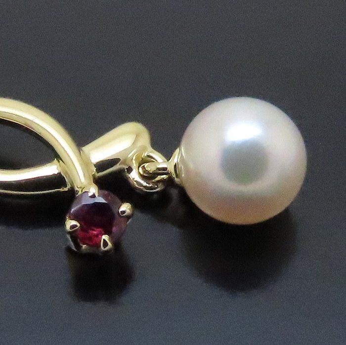 MIKIMOTO ミキモト パール ネックレス 真珠5ミリ ルビー K18YG  