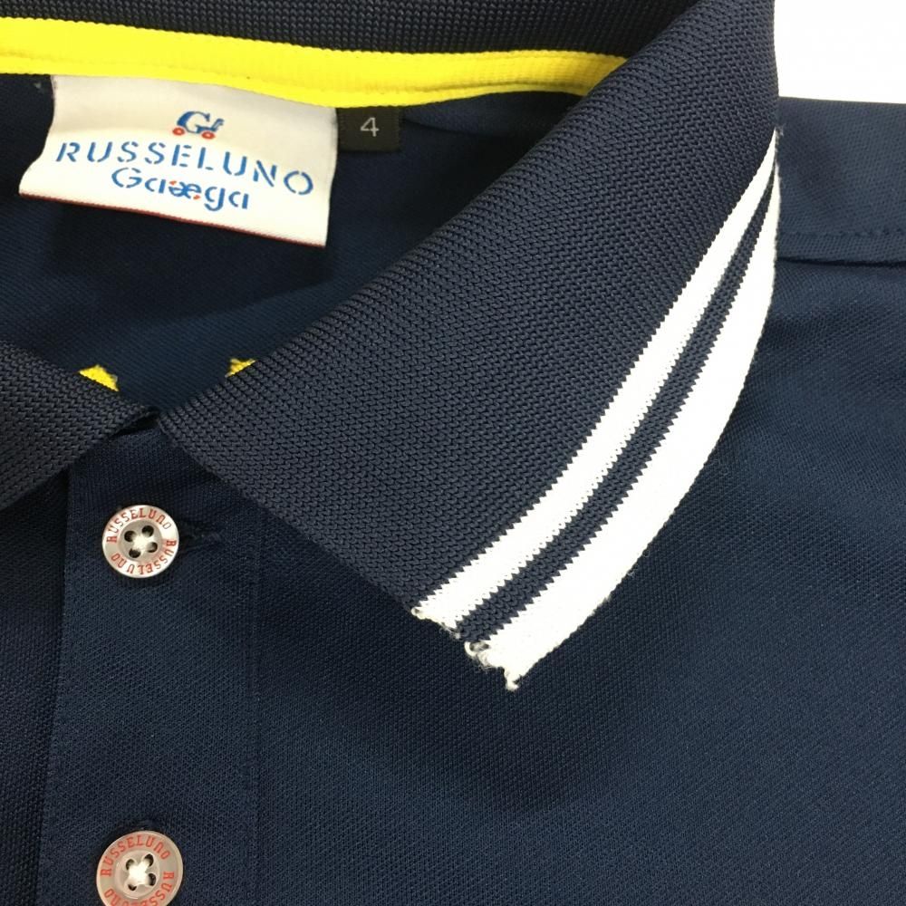 ☆特価☆【美品】ラッセルノ 半袖ポロシャツ ネイビー×白 袖・襟ライン