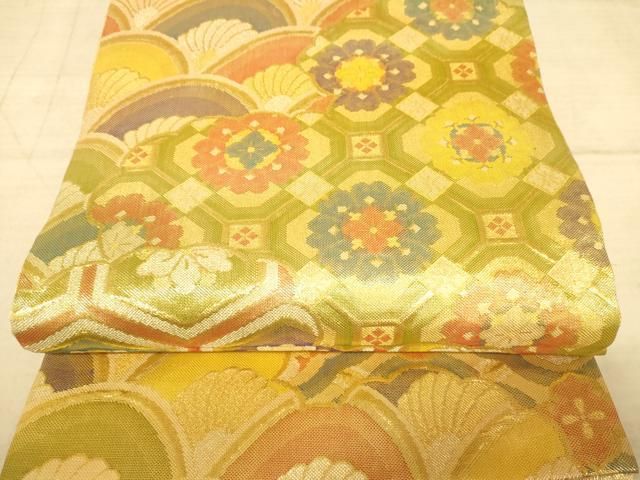 平和屋着物◎佐賀錦 六通柄袋帯 吉祥花文 金糸 正絹 逸品
