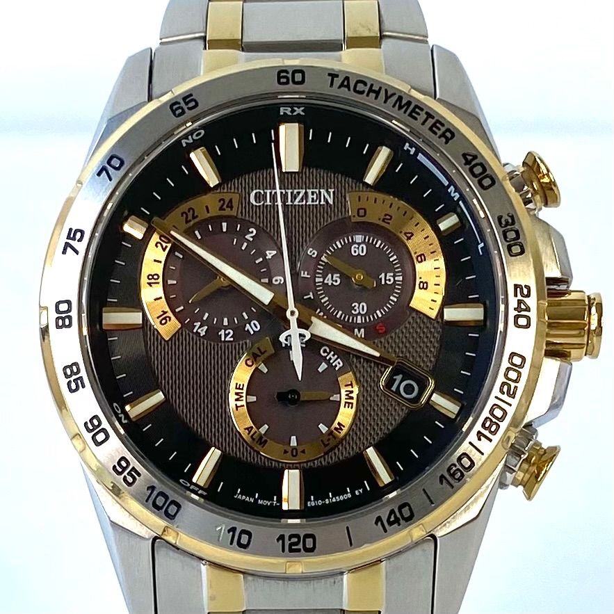 シチズン CITIZEN アテッサ ATTESA E610-S104840 AT3035-54E 電波ソーラー クロノグラフ 黒 デイト表示 -  メルカリ