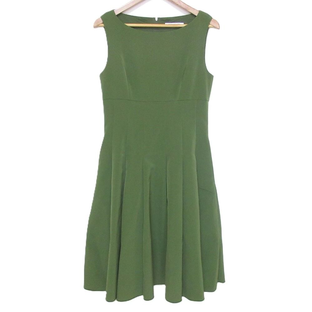FOXEY NEW YORK フォクシーニューヨーク Slim Tuck Dress ノースリーブ ワンピース 38327 サイズ40 グリーン レディース 古着