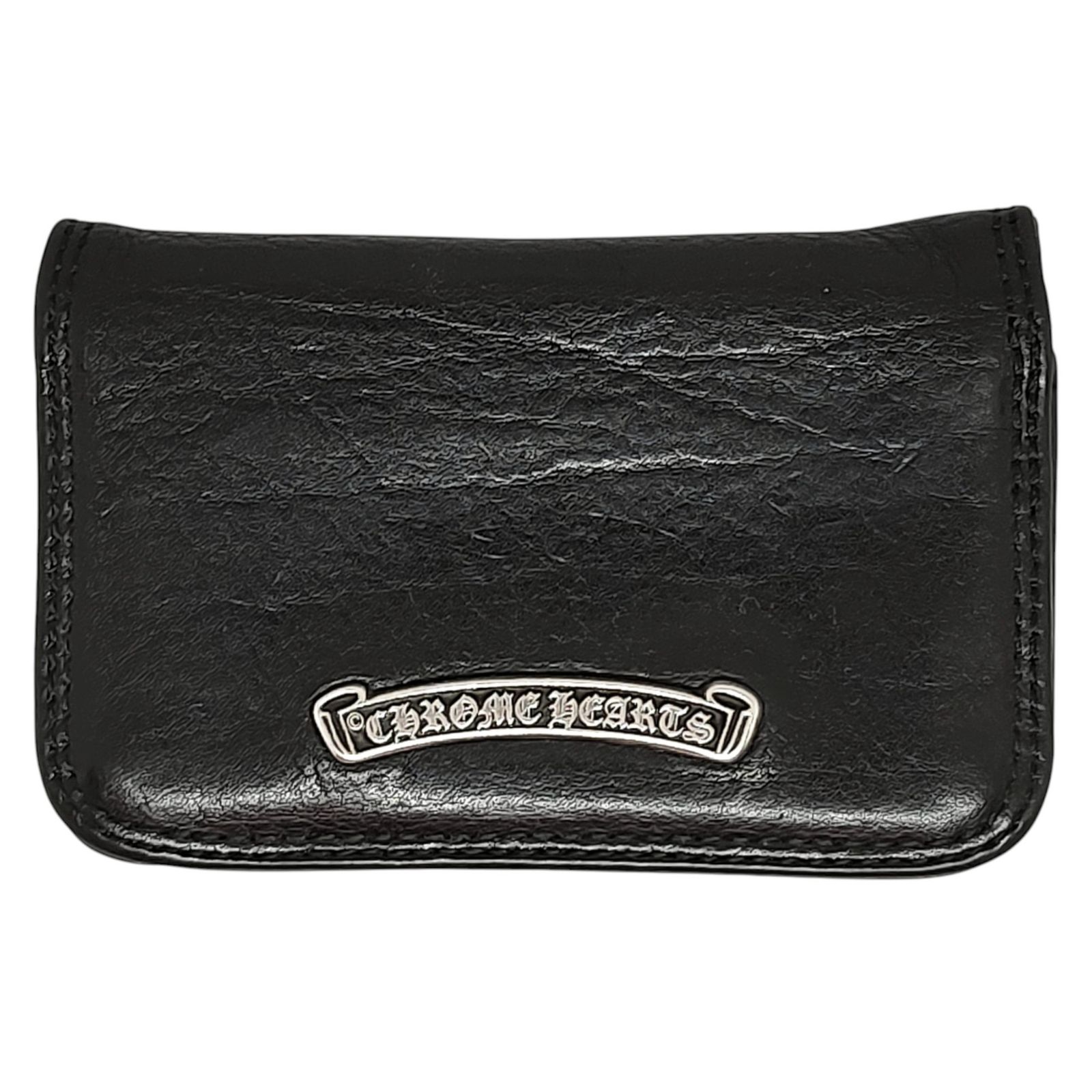 Chrome Hearts クロムハーツ CARD CASE グロメット付き レザー カード 名刺 ケース F ブラック|シルバー