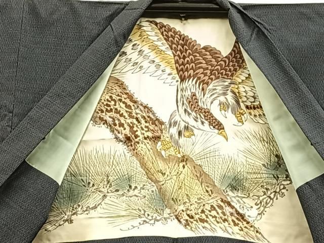 平和屋着物□男性 本場大島紬 アンサンブル 80亀甲 羽裏：鷹 正絹 逸品