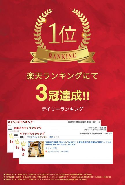 高輝度LEDロウソク 橙色 高張提灯 60cm以上 に最適 炎の揺らぎと高輝度を両立 電球色 電池式 提灯用 ゆらぎ 2本組 633-02