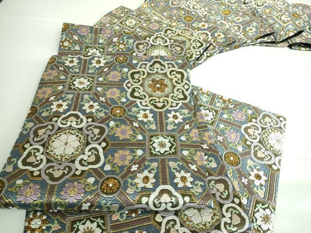 平和屋本店□極上 全通柄袋帯 総刺繍 絽刺し 蜀江花文 金糸 逸品