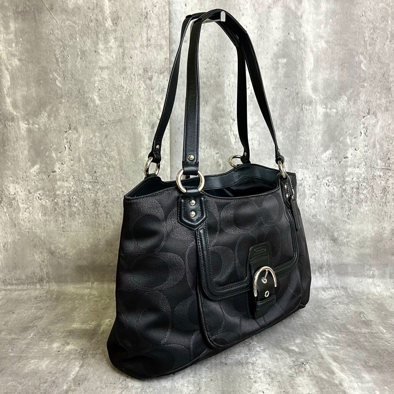 【極美品】コーチ 15669 トートバッグ シグネチャー ナイロン レザー 黒 ✨極美品✨ コーチ トートーバッグ ハンドバッグ シグネチャー