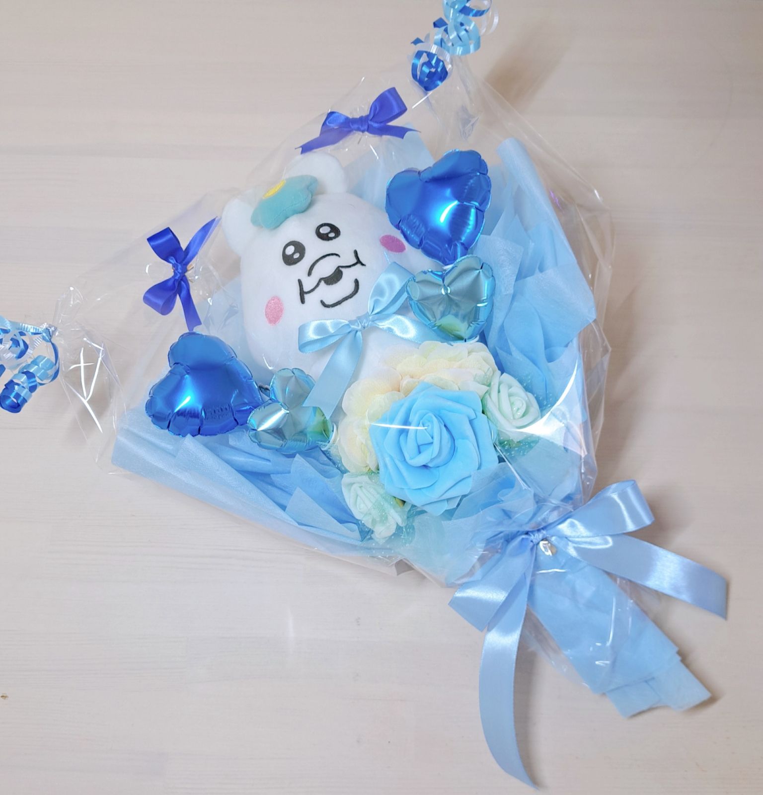 んぽちゃむ バルーン入り ぬいぐるみブーケ バルーンブーケ