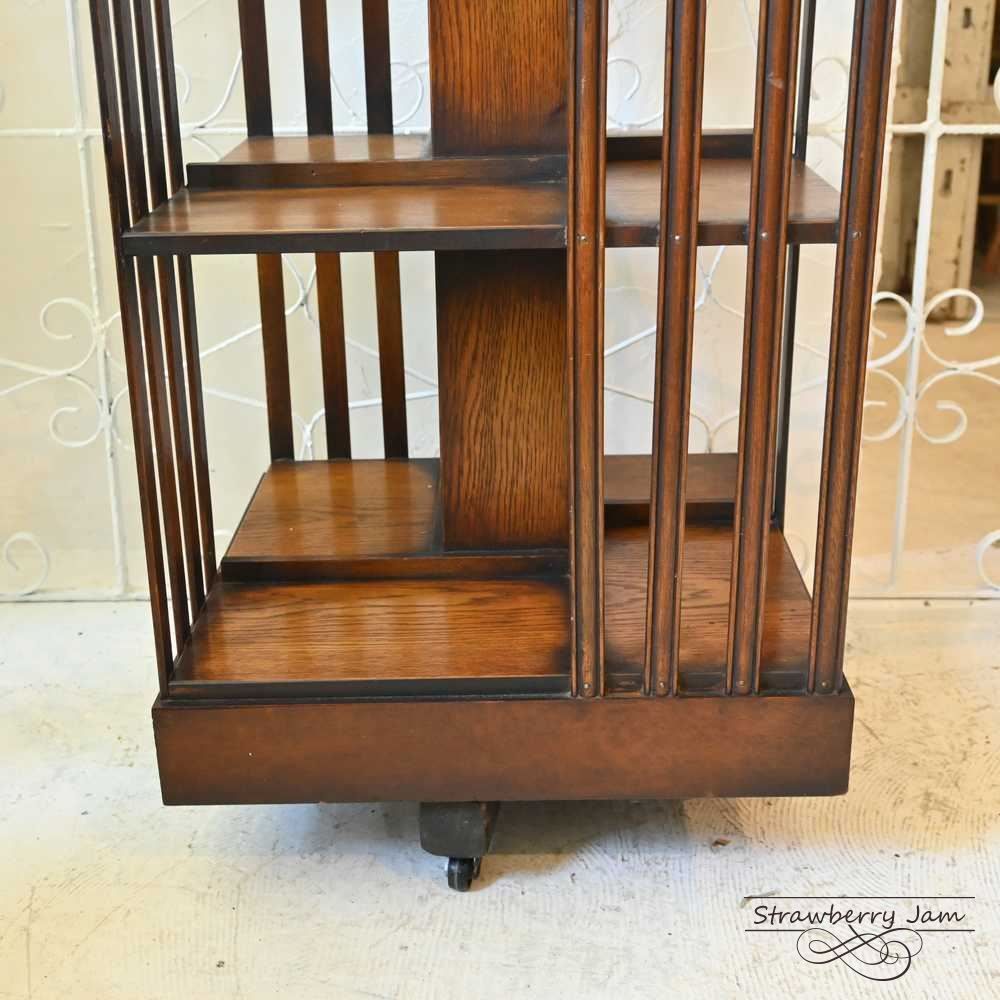 み*び様 L3705-282 英国アンティーク リボルビングブックケース 回転式 英国アンティーク家具 回転式 リボルビング ブックケース