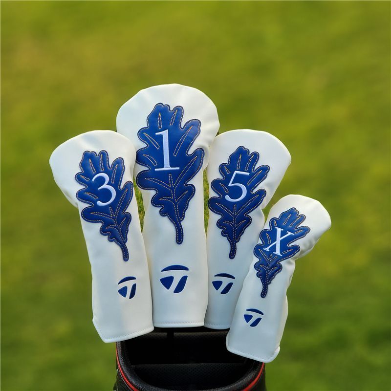 クラブカバー４セット白 新品 ゴルフクラブカバーゴルフ ヘッド カバー 4点セット 白青 限定