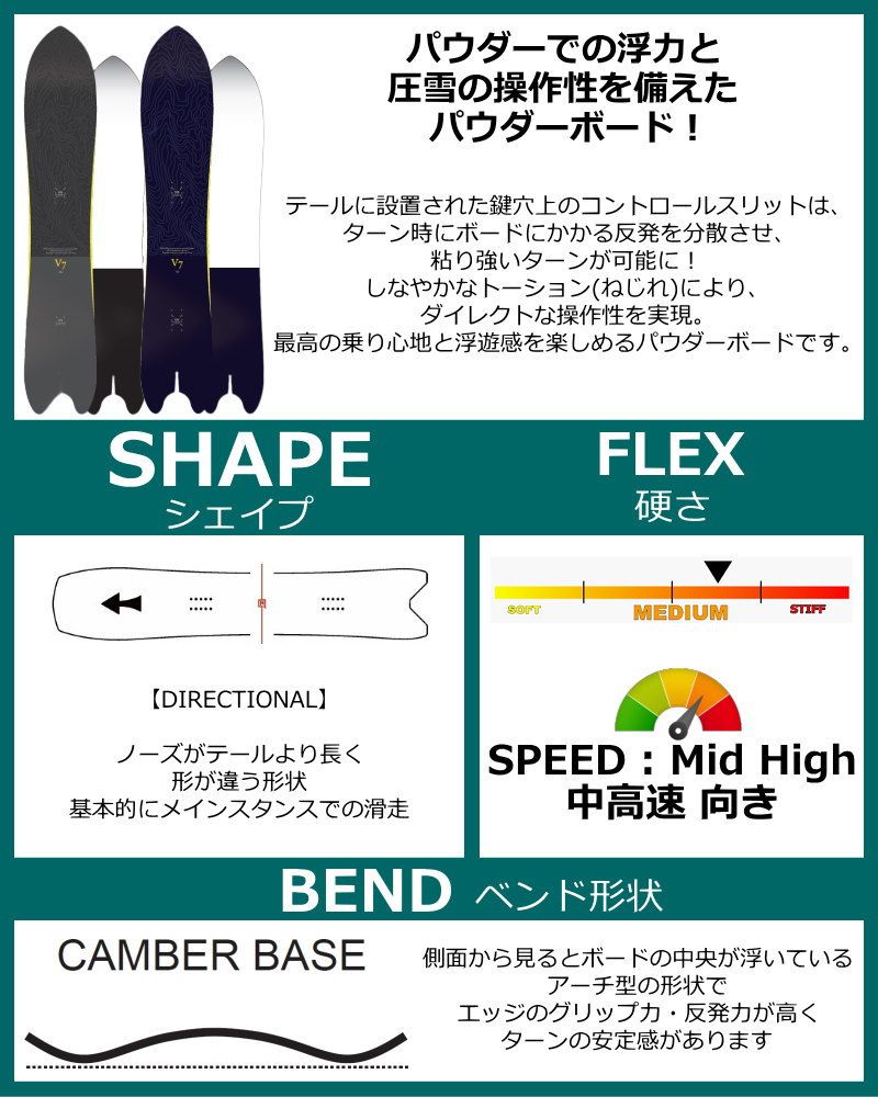 152cm V7&V9 POWDER BOARD V7 BLACK 0 22-23 パウダーボード 型
