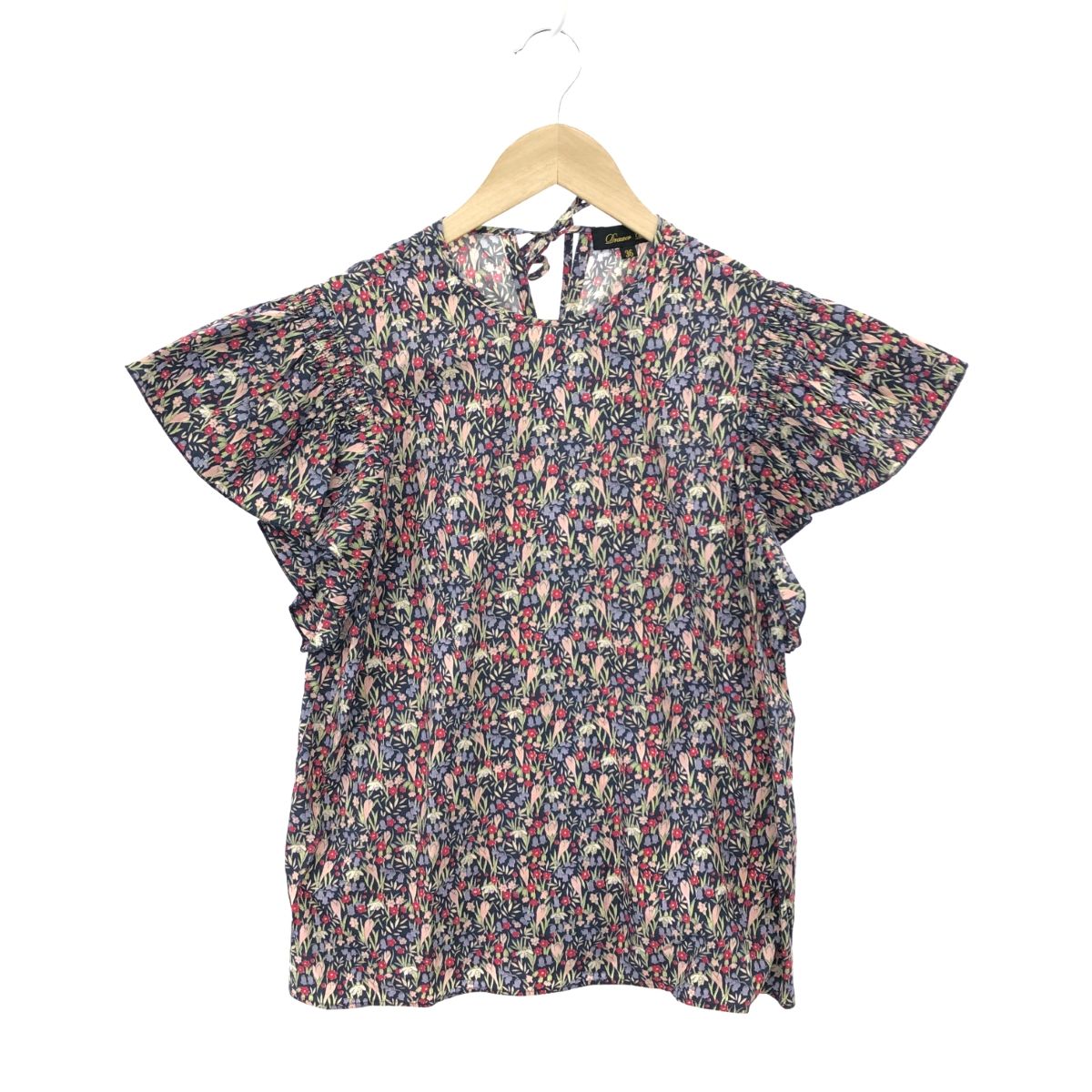 美品 DRAWER ドゥロワー シルクブレンド フリルギャザー ハーフスリーブ ブラウス シャツ カットソー 6521-299-1024 サイズ36 ホワイト レディース 古着 中古 美品 DRAWER ドゥロワー シルクブレンド フリルギャザー ハーフ