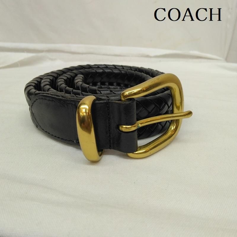 COACH コーチ レザーベルト 5922 編み込み 85cm 真鍮 - メルカリ