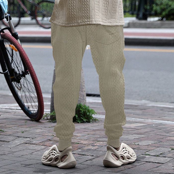 サマーニット ケーブル編みニット パンツ メンズ テーパード