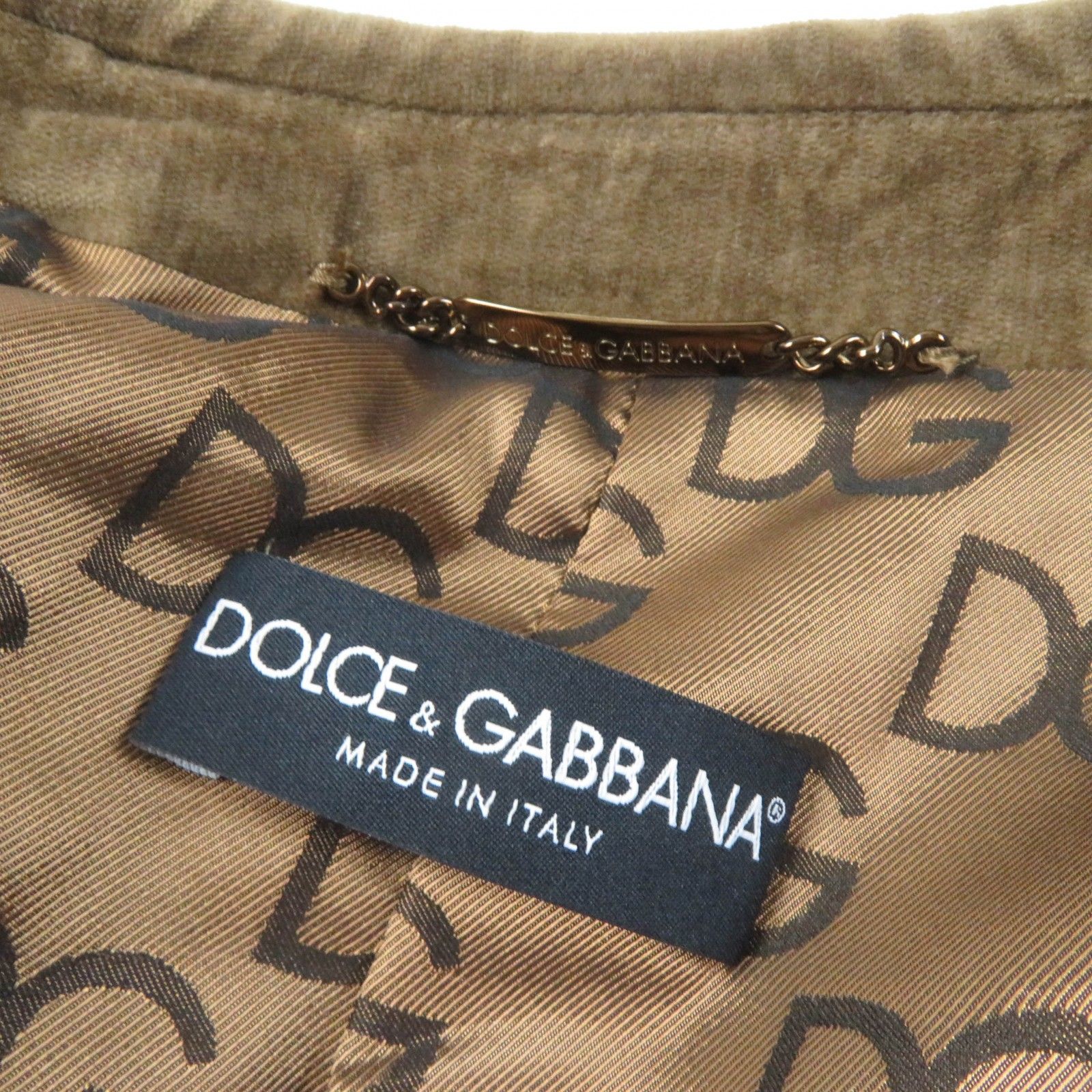 極美品☆DOLCE&GABBANA ドルチェ＆ガッバーナ 黒タグ◎ メタルボタン付 裏地ロゴ ベロア テーラードジャケット ブラウン 38 ハンガー付き  イタリア製 正規品 レディース - メルカリ