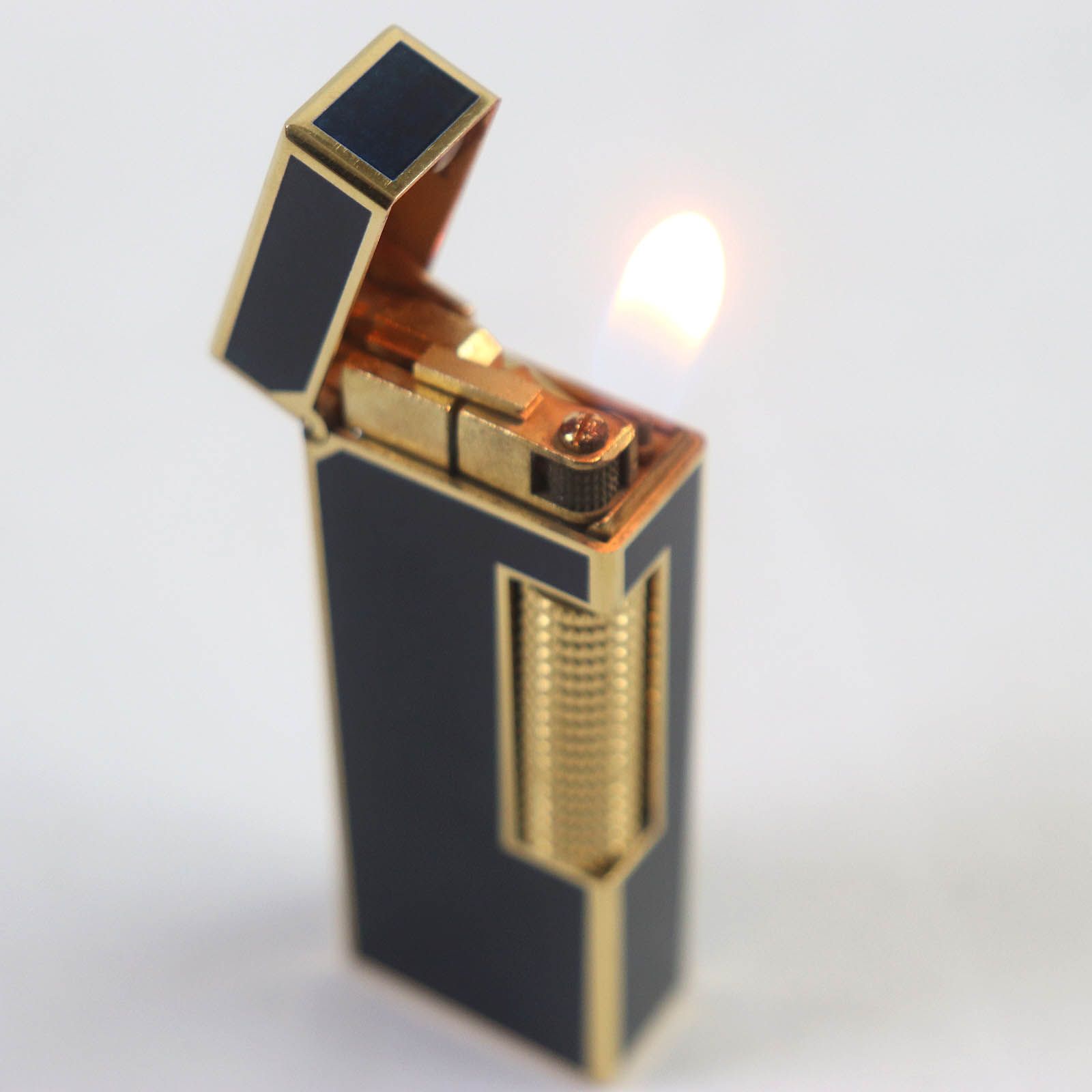 極美品▽Dunhill ダンヒル ー スクエア 総柄 ロゴ付き ローラー式 ガス  