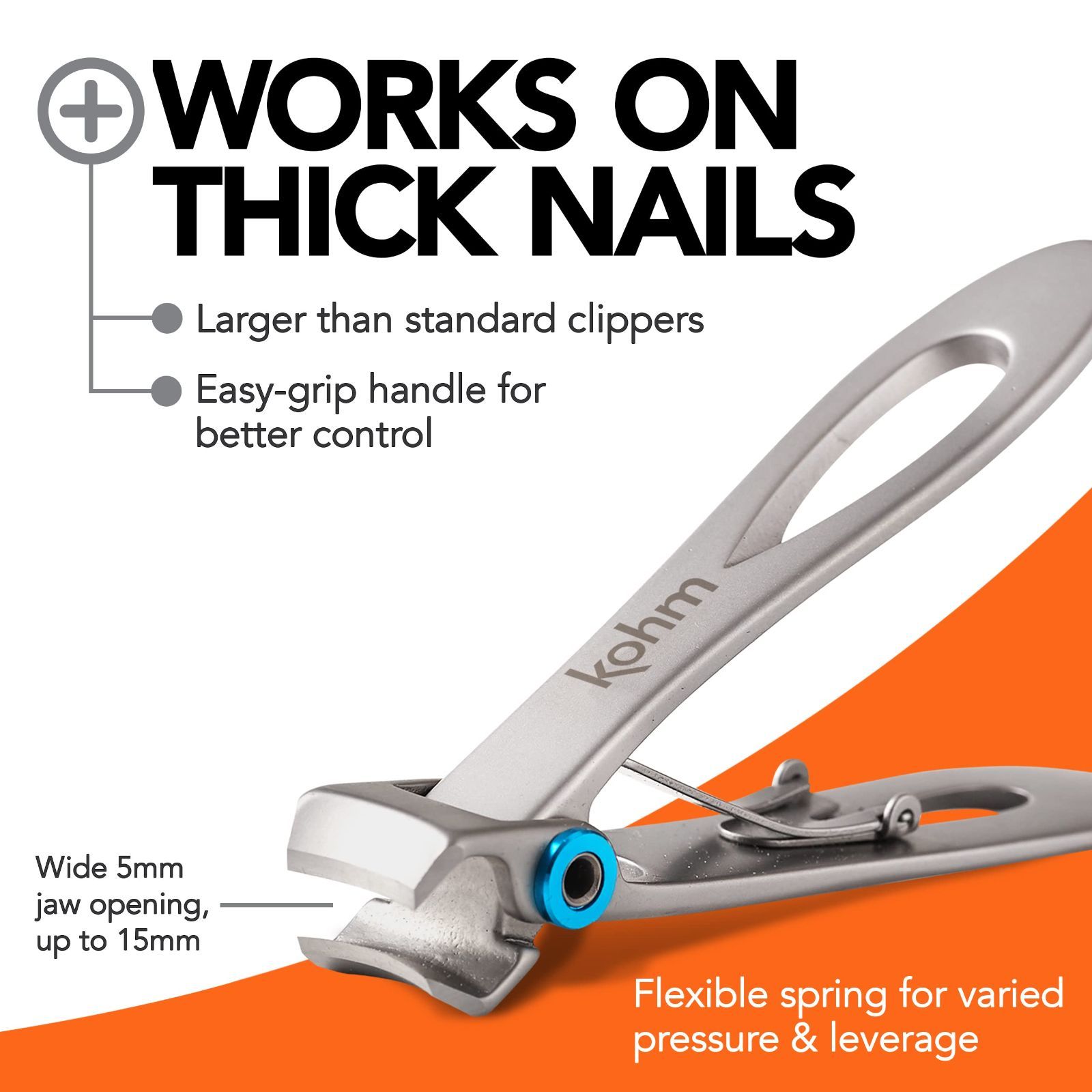 5 mmヘビーデューティー ワイドジョージャイアントネイルクリッパー 男性 高齢者 大人の厚い足指の爪または丈夫な指の爪用 CP-120 L Kohm