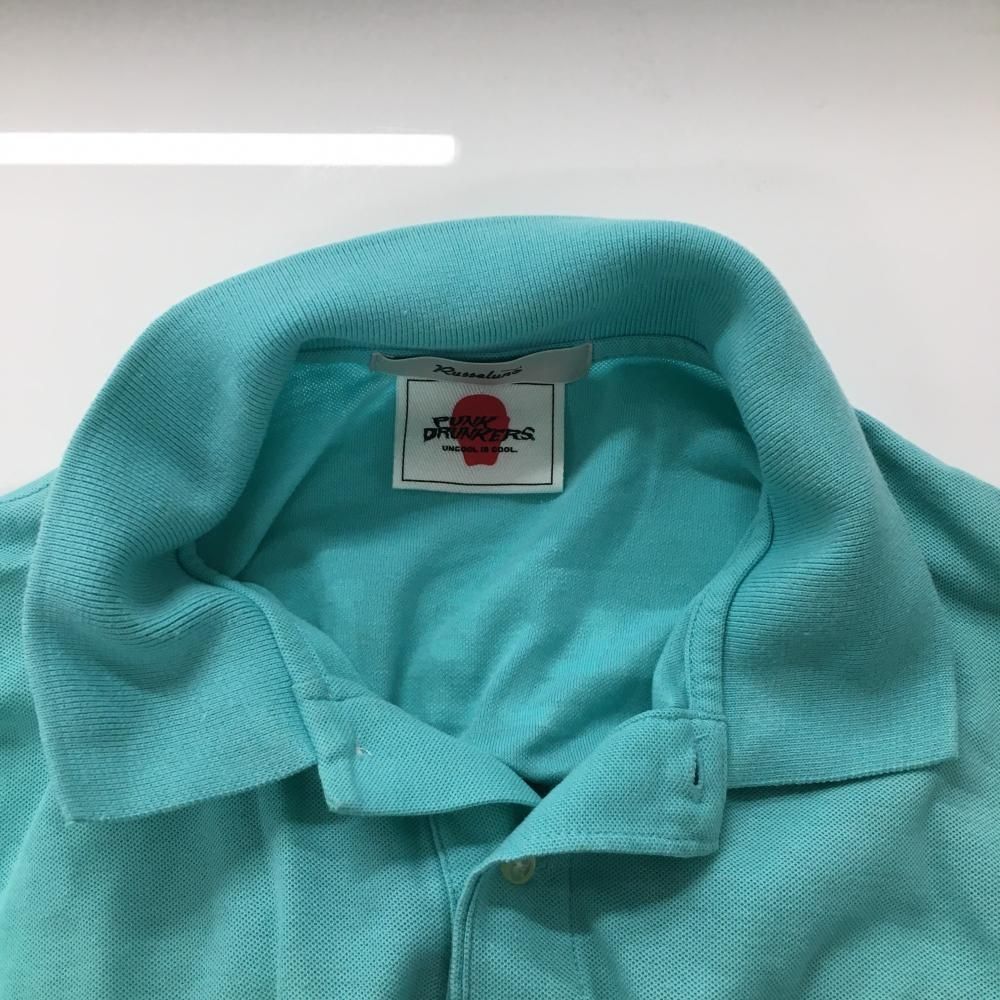 Russeluno ラッセルノ ルチャマスク 半袖 ポロシャツ ゴルフ ウェア ラッセルノ×PUNK DRUNKERS 半袖ポロシャツ ライトブルー ルチャマスク