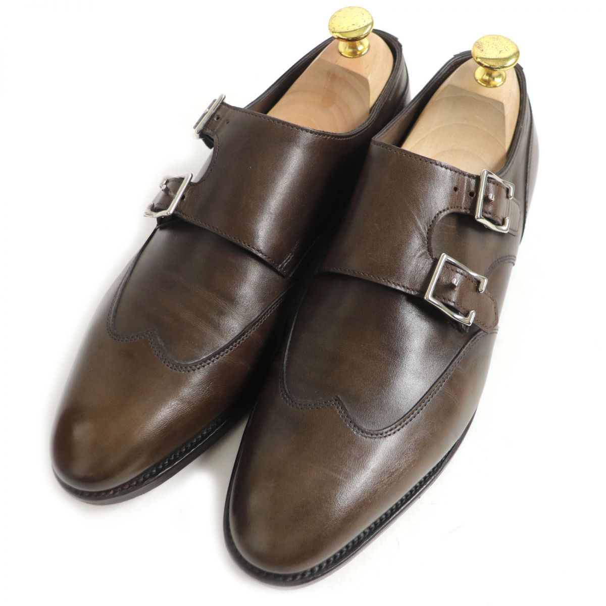 ドンドン見直し □JOHN LOBB|ジョンロブ EMBER|エンバー LAST 7000 ウィングチップ ダブルモンクストラップ レザーシューズ ブラウン 6 イングランド製