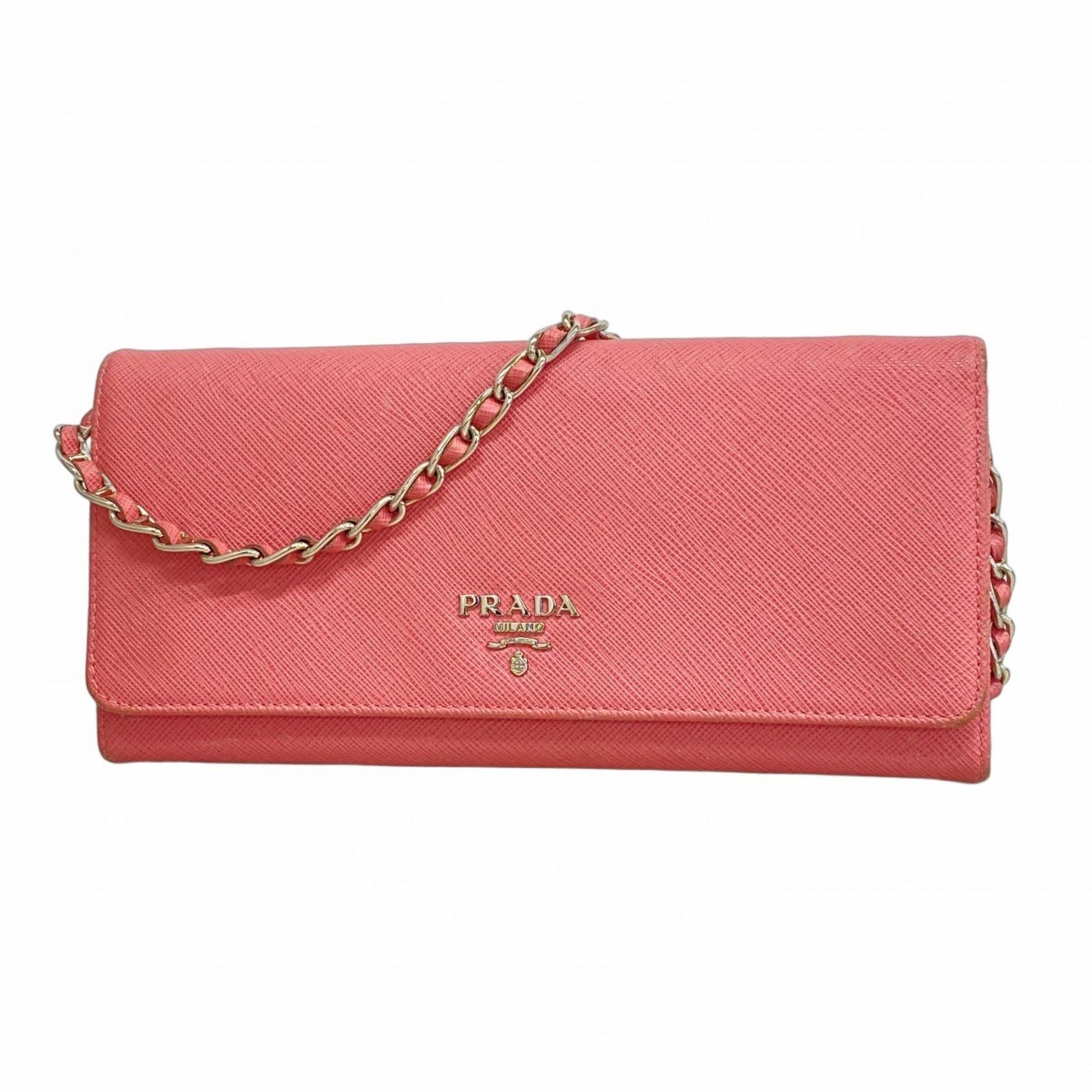 プラダ Prada プラダ ショルダーウォレット サフィアーノ レザー ピンク レディース
