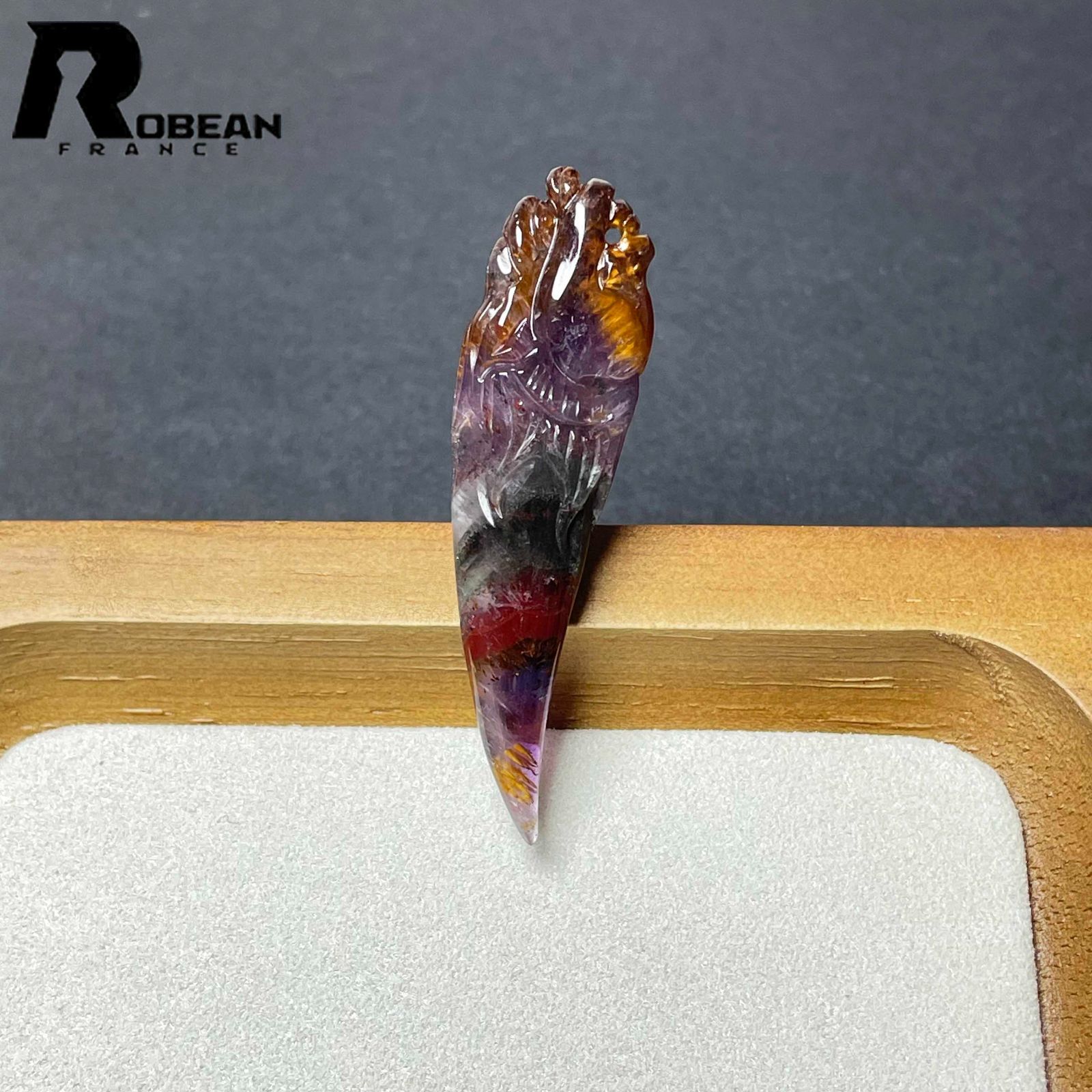 EU製 定価30万円 ROBEAN オーロラクォーツ23 ペンダント パワーストーン 天然石 金運 浄化 開運 プレゼント 53.9*14.6*8mm D0922559