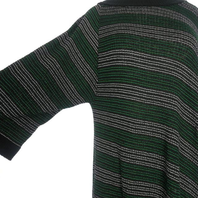  スドーク soduk 23 SS sliding knit top アシンメトリー ボーダー オーバーサイズニット セーター 半袖 ブラック グリーン 黒 緑 ニット セーター トップス