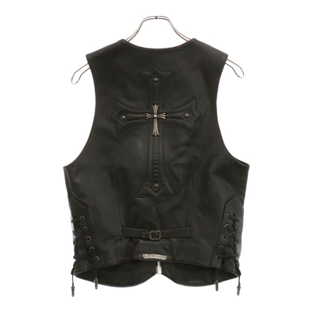 CHROME HEARTS (クロムハーツ) ZIP FRNT VEST バックラージCHクロス