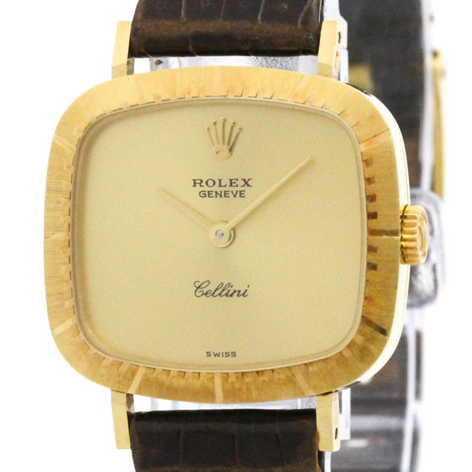 ロレックス ROLEX チェリーニ 4082 K18 ゴールド レザー 手巻き レディース 時計