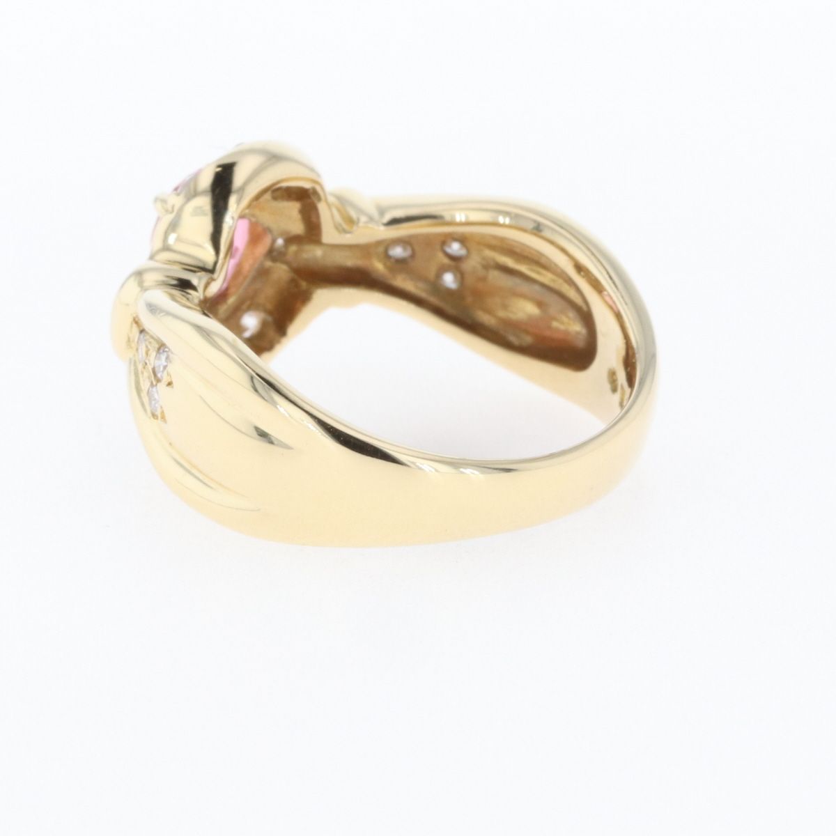 トルマリン デザインリング K18 イエローゴールド メレダイヤ 指輪 