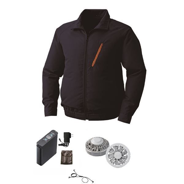 KU90510 空調服 R ポリエステル製長袖ブルゾン FAN2200G・RD9261・LIPRO2セット ブラック 4L 空調服(R)　長袖ブルゾン KU90510 ウェアのみ ジャンパー ブルゾン 作業着 作業服 東レ エアコンテック(R) 透湿 撥水 紫外線カット  M&frasl;L&frasl;LL&frasl;3L&frasl;4L&frasl;5L | 株式会社空調服　直営店