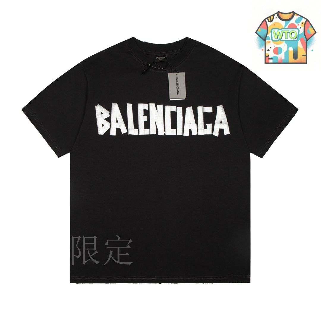 今日WTO】Balenciaga バレンシアガ 磨破テープ T シャツ-ZR44