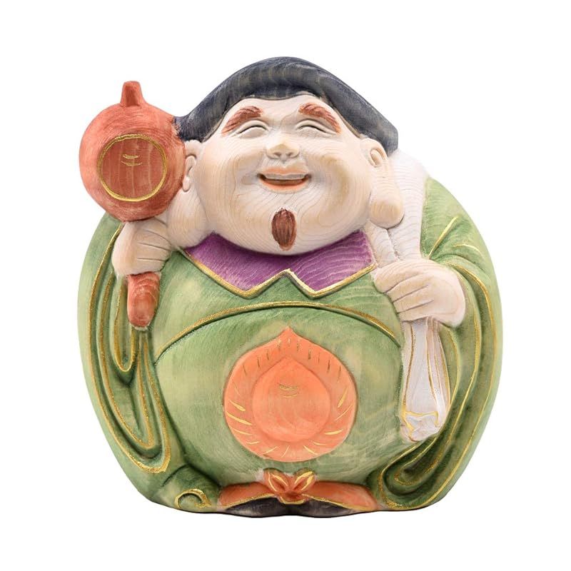 繁樓藝雕 七福神 大黒天 木彫り 桧木製 縁起物 玄関置物 淡彩な絵 開運招福 商売繁盛 無病息災 五穀豊穣 子孫繁栄 高さ10cm×巾8cm×奥行9cm
