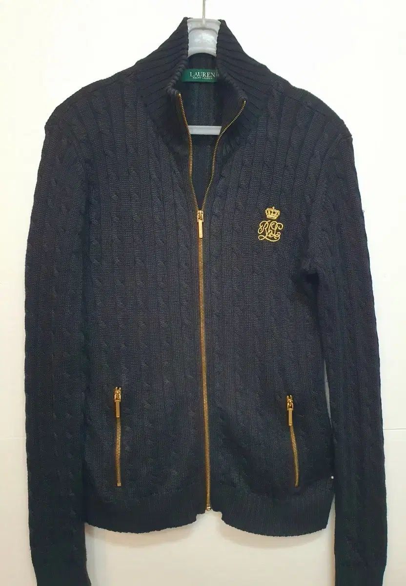 ポロ Ralph Lauren ラルフローレン ケーブル ニット 黒 ジップアップ カーディガン 66