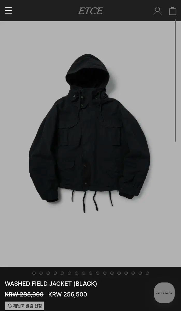 etce WASHED FIELD JACKET BLACK