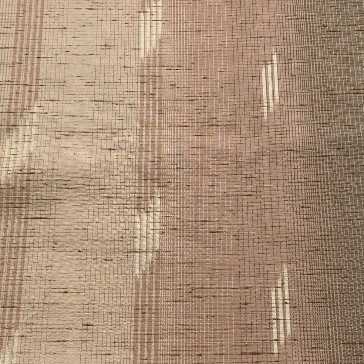 反物 名品 紬 ぜんまい綿織 長井紅絣 落款有 斉藤俊弘 縞 薄小豆 正絹