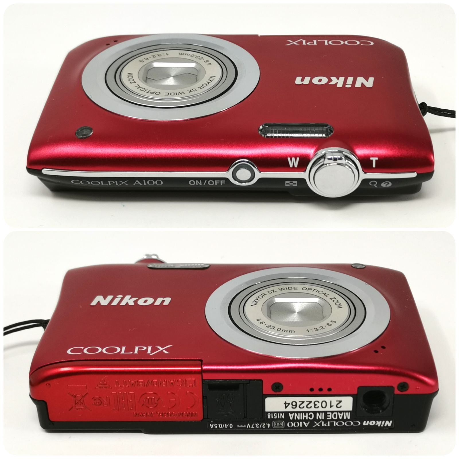 ニコン coolpix a100 デジカメ レッド 箱あり 動作確認済み デジタル 