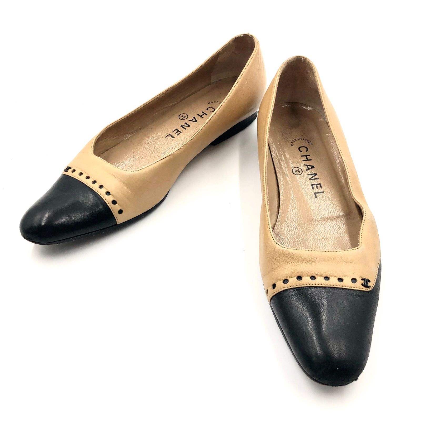 CHANEL シャネル ココマーク フラットシューズ パンプス レザー  