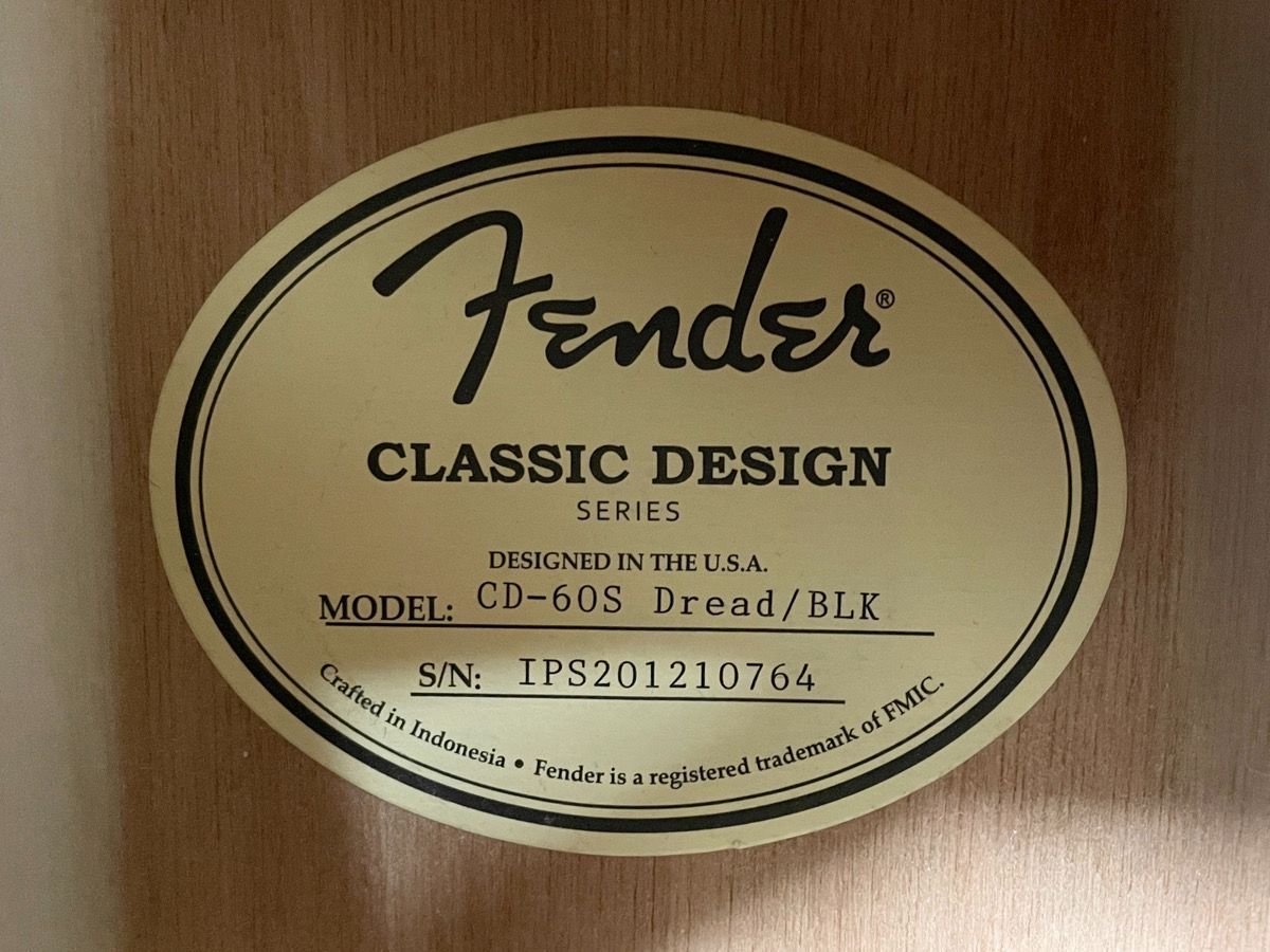 Y-07012 Fender フェンダー アコースティックギター CD-60S DREAD/BLK 付属品有 ソフトケース付属 全国配送