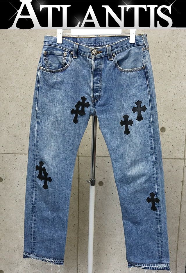 CHROME HEARTS 銀座店 クロムハーツ ギャラリーデプト  リーバイス5001 デニムパンツ クロスパッチ メンズ SV925 32インチ ブルー 94603
