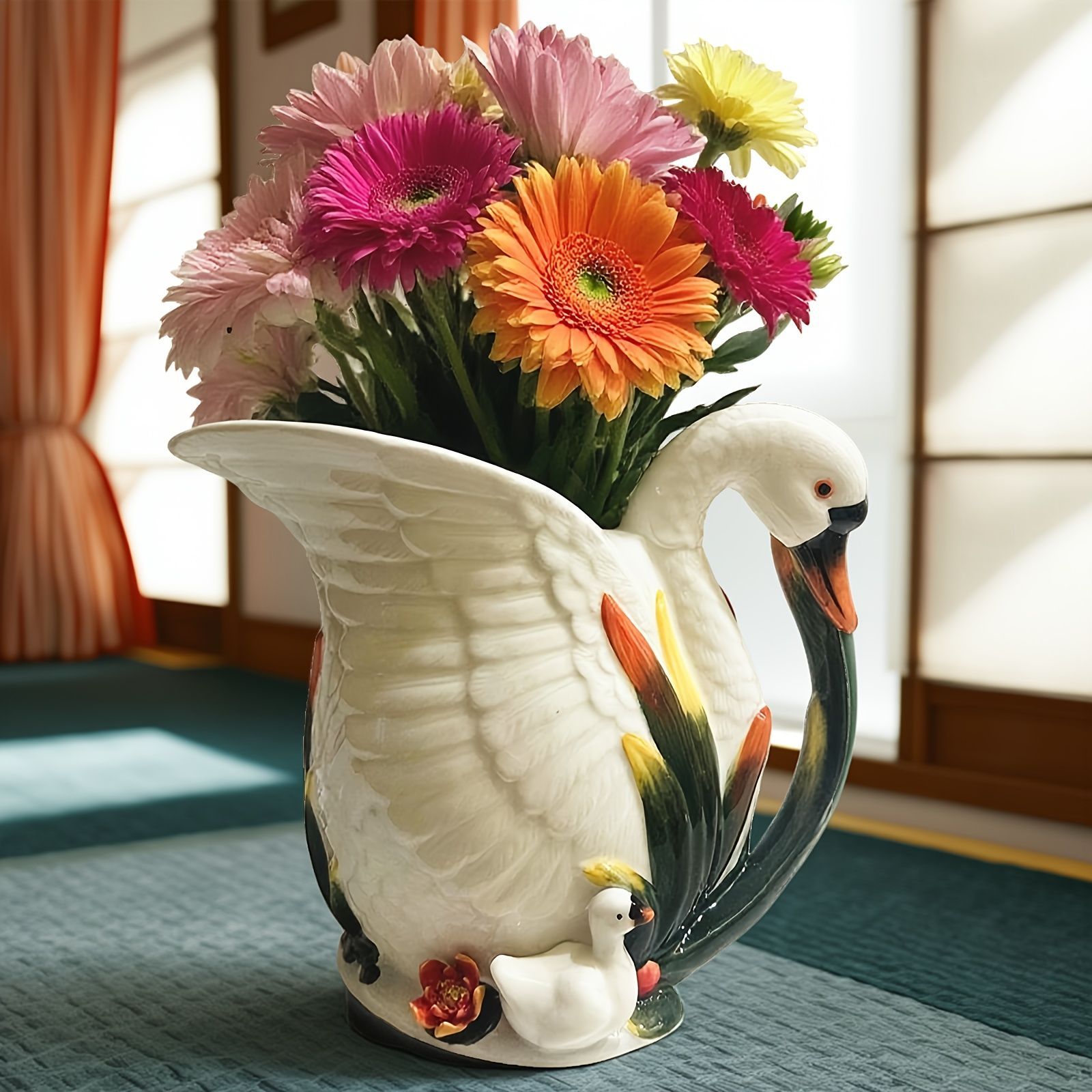 深川製磁 薄紫色 花模様 陶器 花瓶 木製箱付き 深川製磁 薄