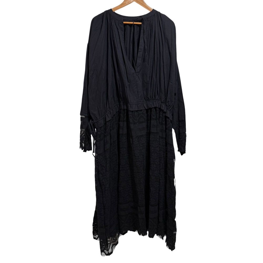 22SS TODAYFUL トゥデイフル Church Lace Dress チャーチレースドレス 長袖 マキシ丈 ワンピース 12210306 38 ブラック レディース 古着
