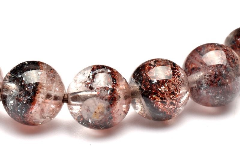 １点物 AAA ピラミッドファントム ストロベリークォーツ レピドクロサイトインクォーツ 7.5mm ブレスレット パワーストーン 天然石 _MA9184