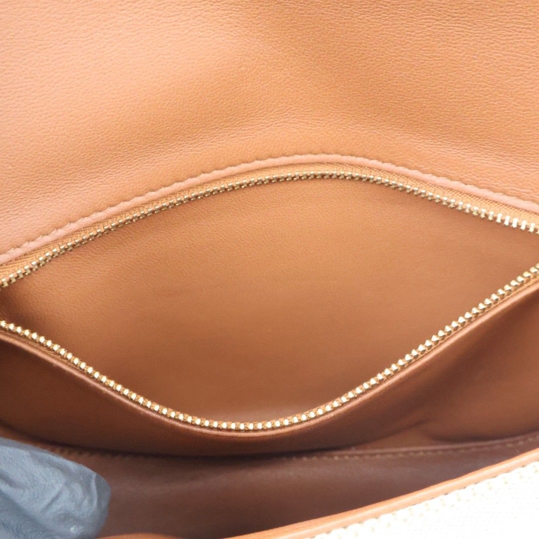 CELINE マイヨン トリオンフ チェーンショルダーバッグ ベージュ ブラウン ゴールド金具 キャンバス カーフスキン S-MP-4029 DECORATOM_COM_BR