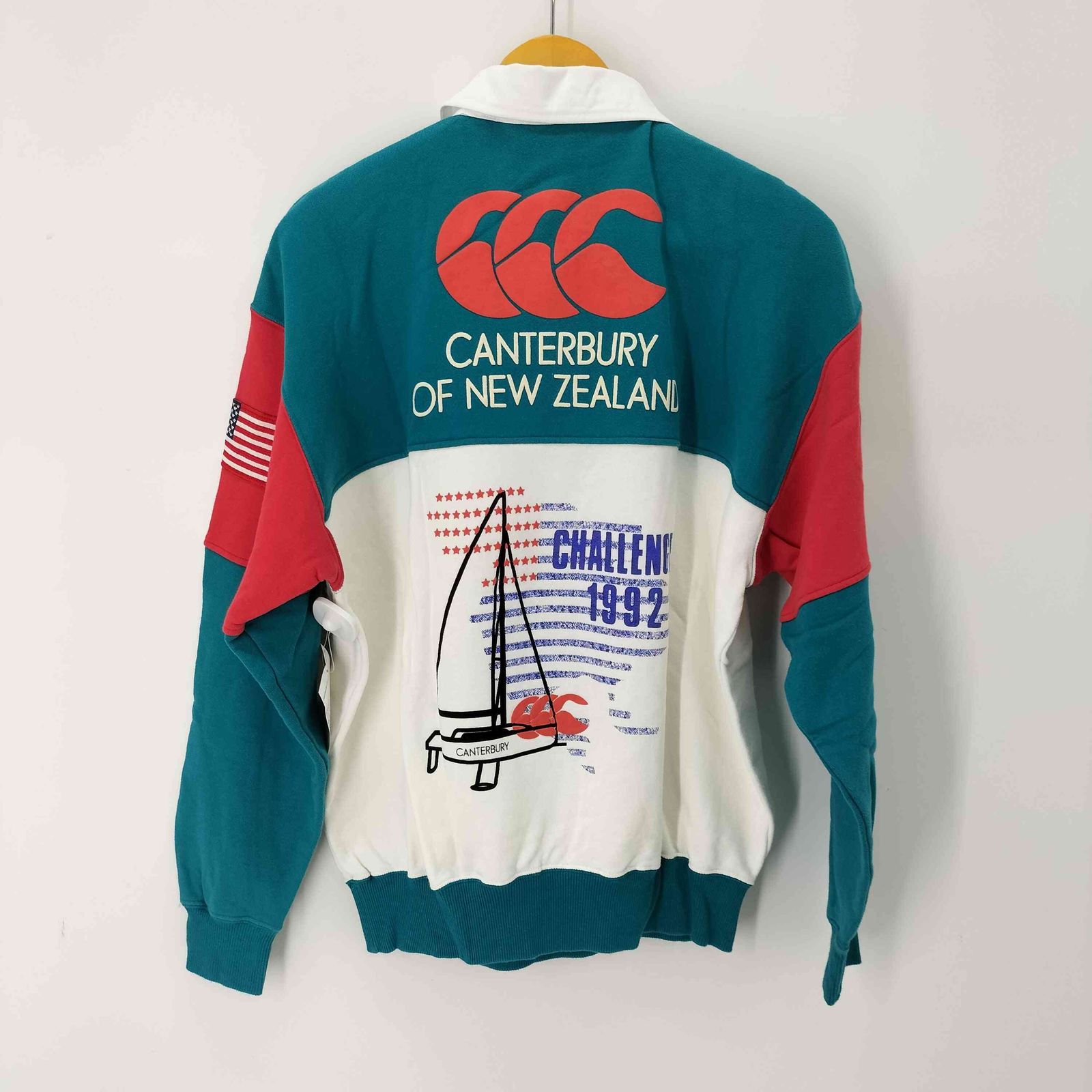 カンタベリーNZラガーシャツ バックロゴ クレイジーパターン ワッペン 日本製 カンタベリーNZラガーシャツ バックロゴ クレイジーパターン