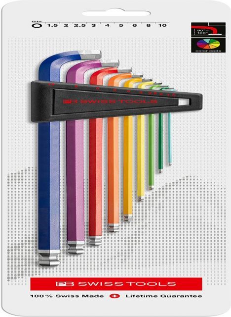 PB SWISS TOOLS マルチアングルレインボー六角レンチセット 2222LH-10RBCN