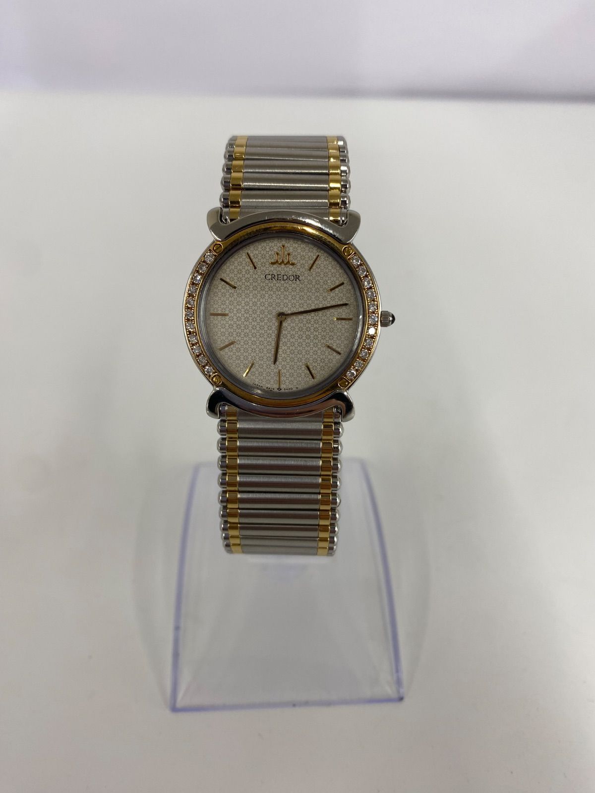 ￥　【非稼働】　SEIKO セイコー  クレドール  5A74-0190  18KT SS  ダイヤベゼル メンズ 腕時計 腕周り約15cm【時計】
