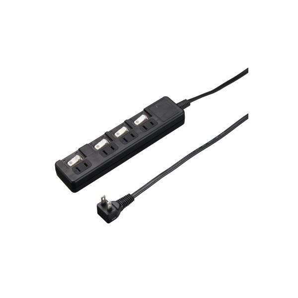 5個セット YAZAWA 雷ガード付 4個口 節電タップ 0.3m ブラック