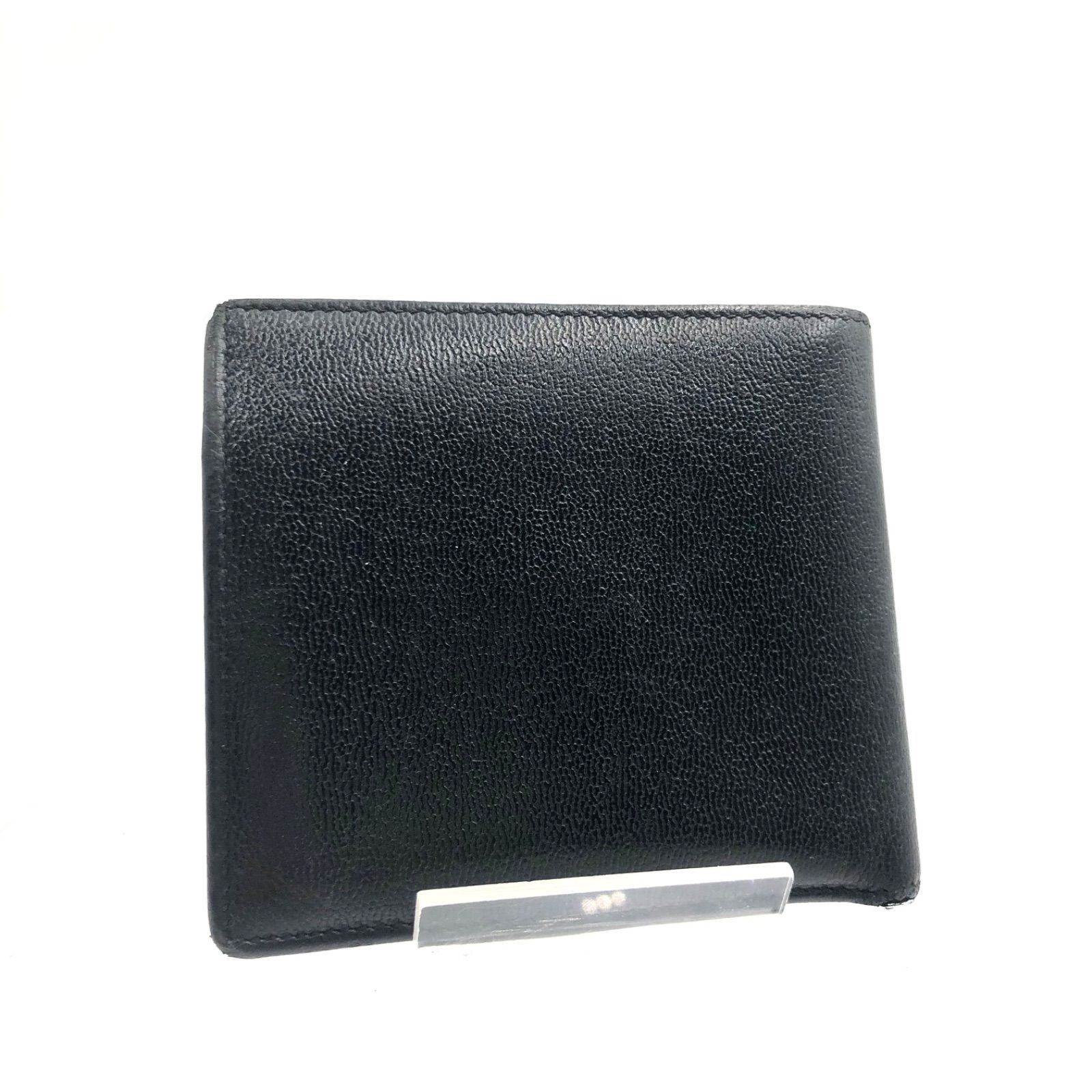 □美品□GUCCI グッチ 二つ折り財布 レザー 本革 ロゴプレート 