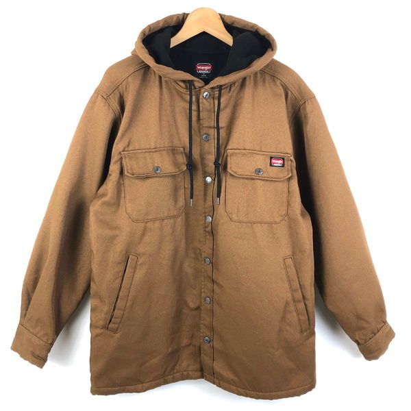 【古着】 Wrangler ラングラー ワークジャケット フード付き フリース裏地 ブラウン系 メンズM 【中古】 n050732