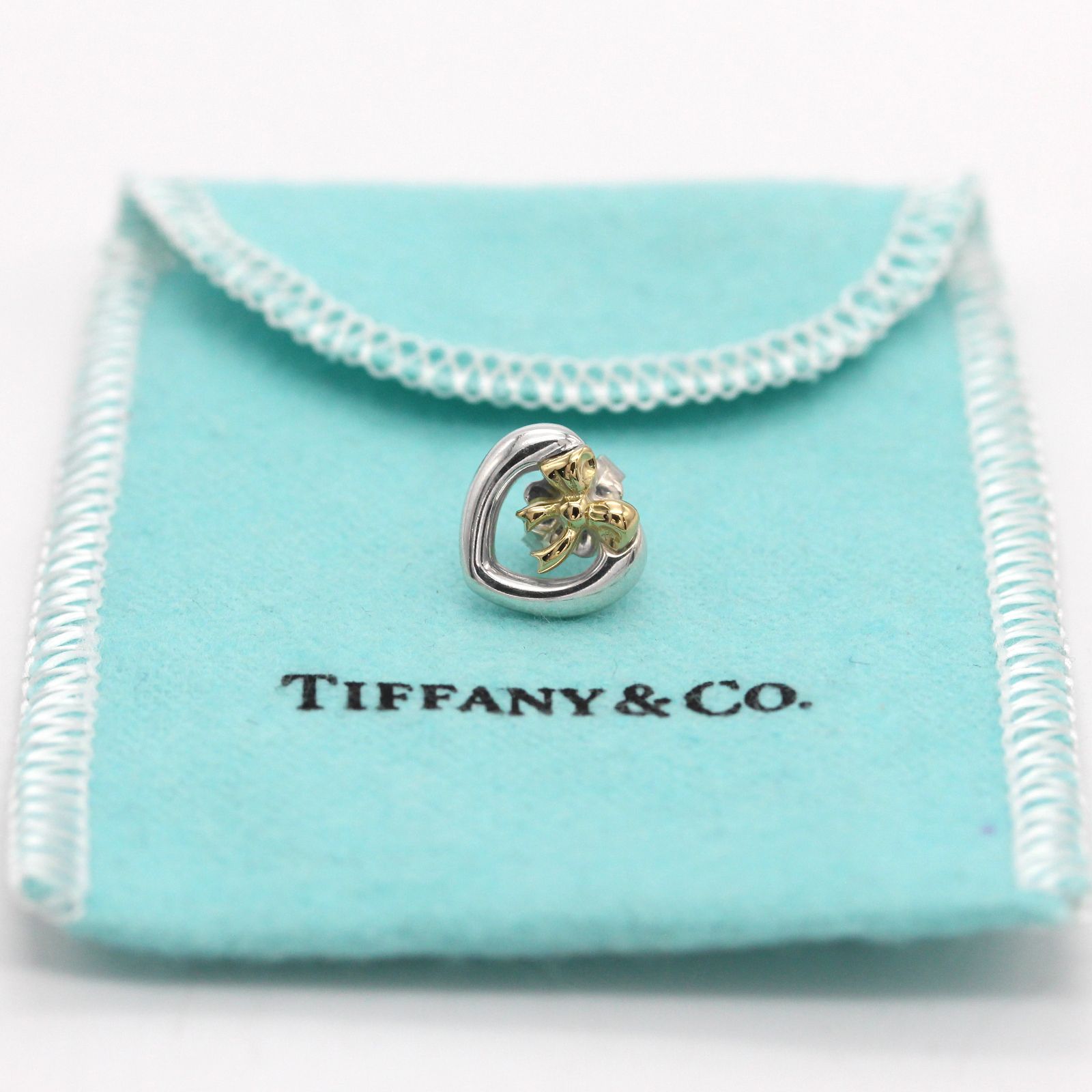 極美品 片耳】ティファニー TIFFANY&CO. ハートリボン ピアス SV925 