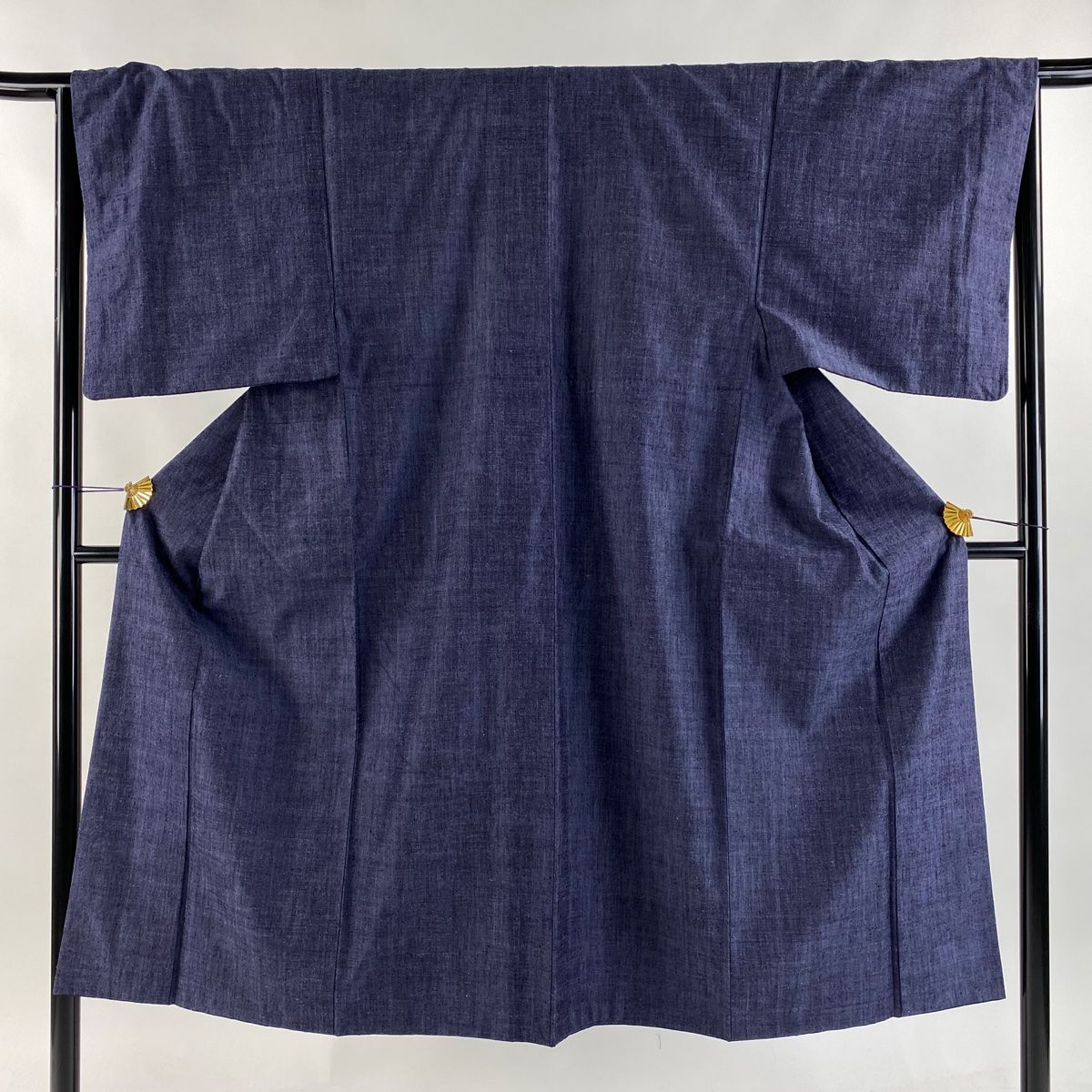 男着物 身丈136.5cm 裄丈65.5cm S 袷 アンサンブル 結城紬 本場結城紬 奥順 証紙 紺色 正絹